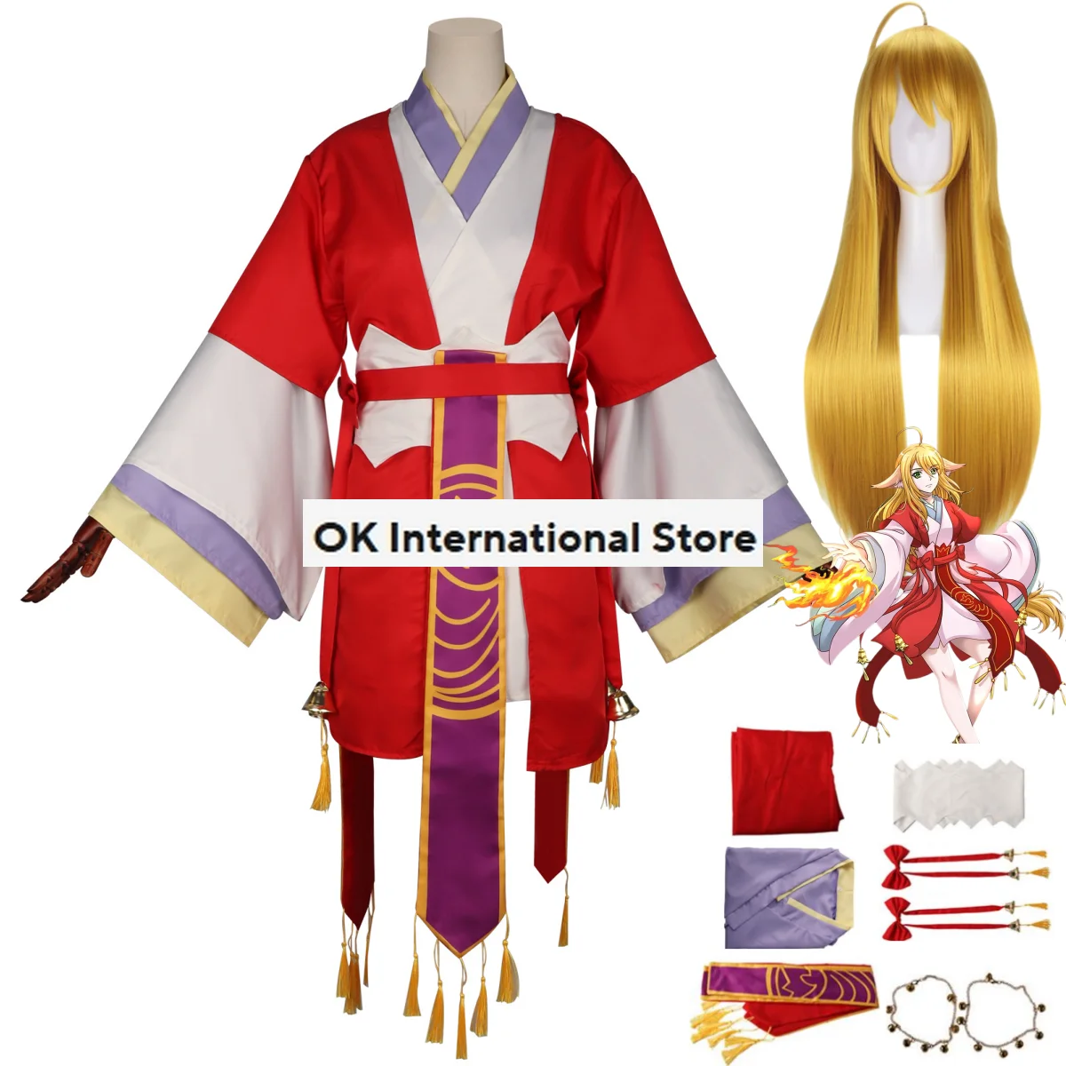 Anime Fox Spirit Matchmaker Tushan HongHong Cosplay Costume Wig Red Cloak Hanfu Full Set Woman Kawaii Traditional Festival Suit