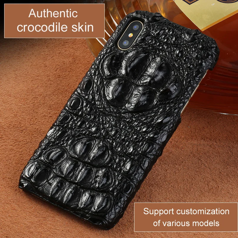 LANGSIDI Luxury Original crocodile leather phone case For iphone XR xs 11 pro max 12 handmade back cover For iphone 12 pro max 8