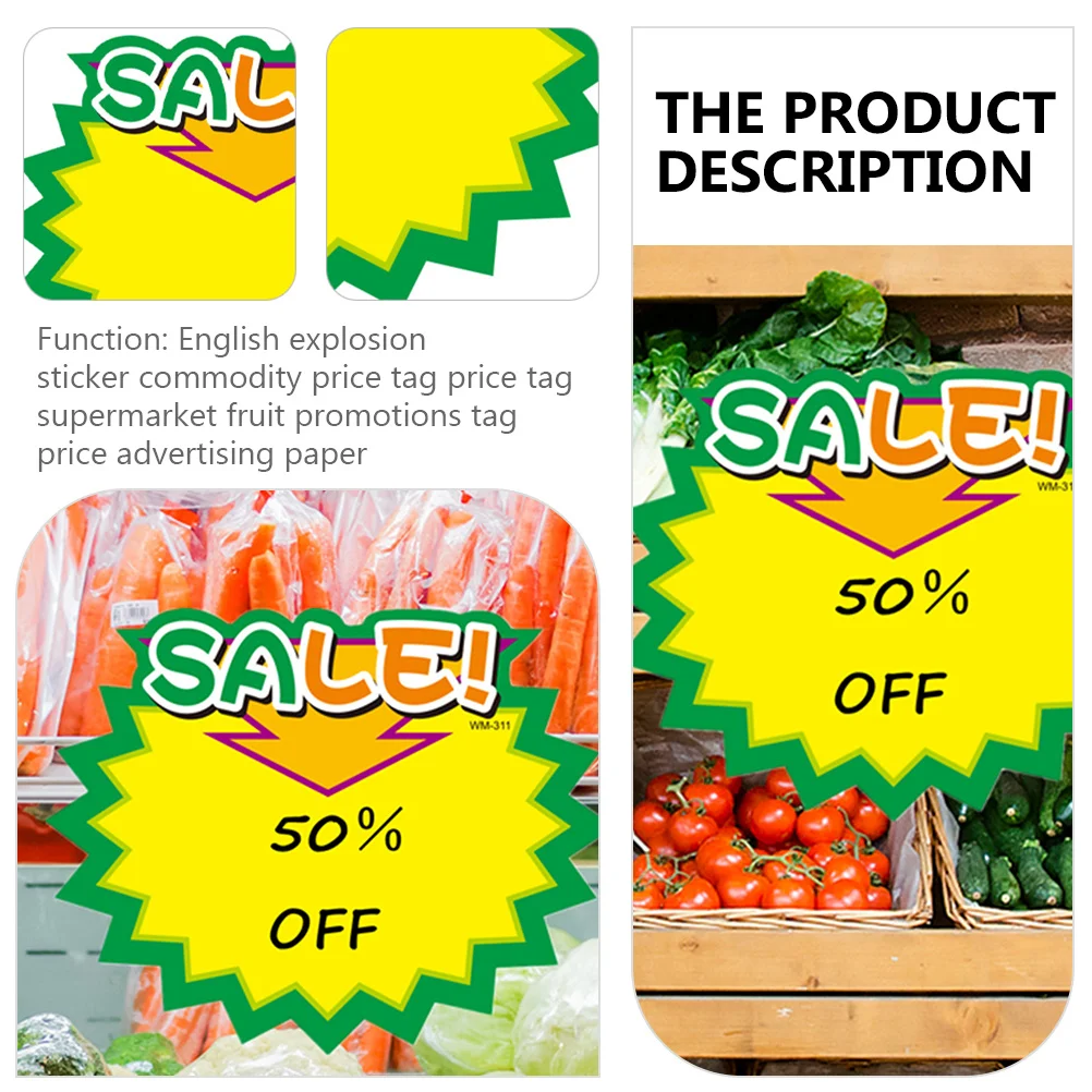 

50Pcs Sale Price Stickers Reliable Paper Material Attract Customers Special Products Sales Events Promotional Price Signs
