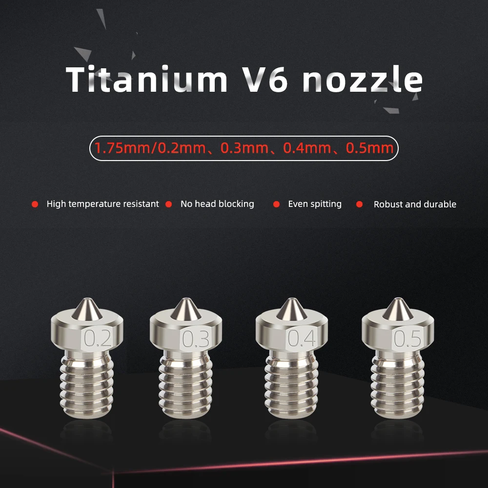 3DSWAY TC4 Titanium Alloy Nozzle E3DV6 High Temperature Wear Resistant 1.75mm Extruder For Ender 3 CR10 3D Printer Parts