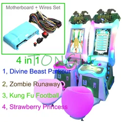 Parkour 4 In 1 Kids Racing Video Game Kit Horizontal / Vertical Screen Strawberry Princess Arcade Machine Motherboard with Wires