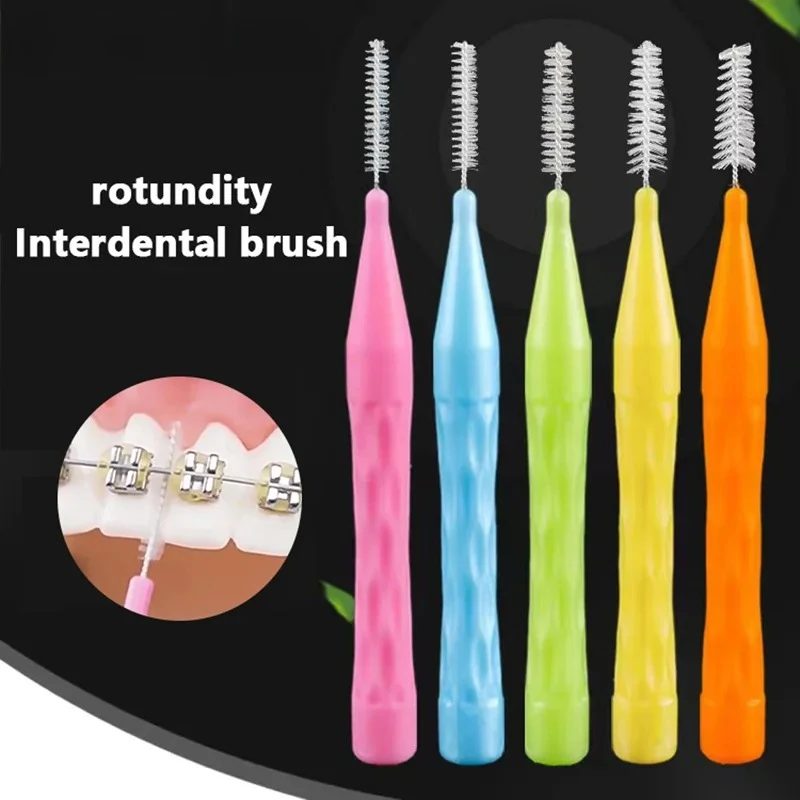 200Pcs Interdental Brushes Orthodontic Steel Wire Toothbrush Push-Pull Brush Removes Food Whitening Cleaner Oral Hygiene Tool