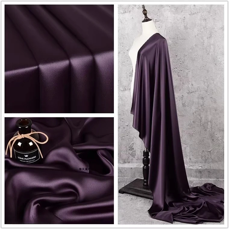 

Dark sand purple, imported glossy acetic acid satin fabric, stoff tessuto silky smooth dress dress suspender skirt fabric