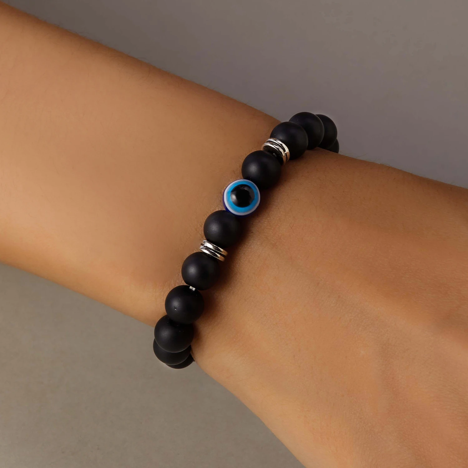 8mm Natural Stone Bracelet Lucky Turkish Evil Eye Bracelet Tiger Eye Beads Bracelets for Women Men Yoga Jewelry Pulsera Hombre