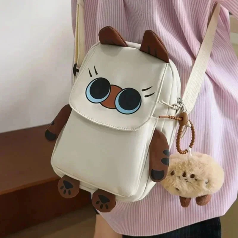 Ins Style Backpack Student Cat School Bags Casual Basic Japanese Cartoon Large Capacity Backpacks For A&B One Shoulder Bag For C