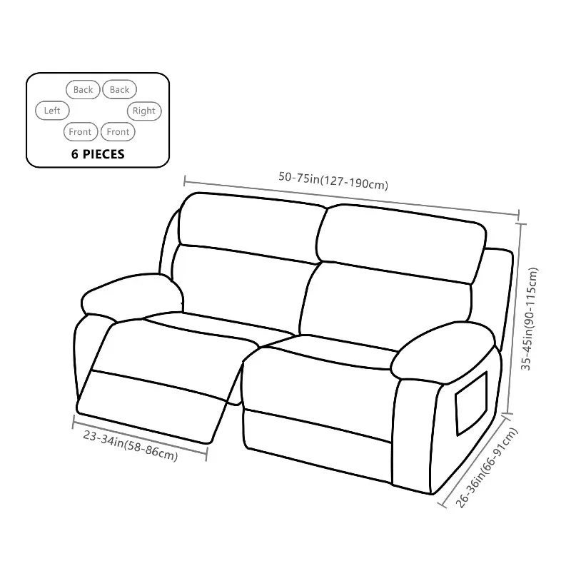 Nordic Print Recliner Loveseat Sofa Cover 2Seat  Armchair Cover Elastic Sofa Protector Cover Lounge Home Living Room