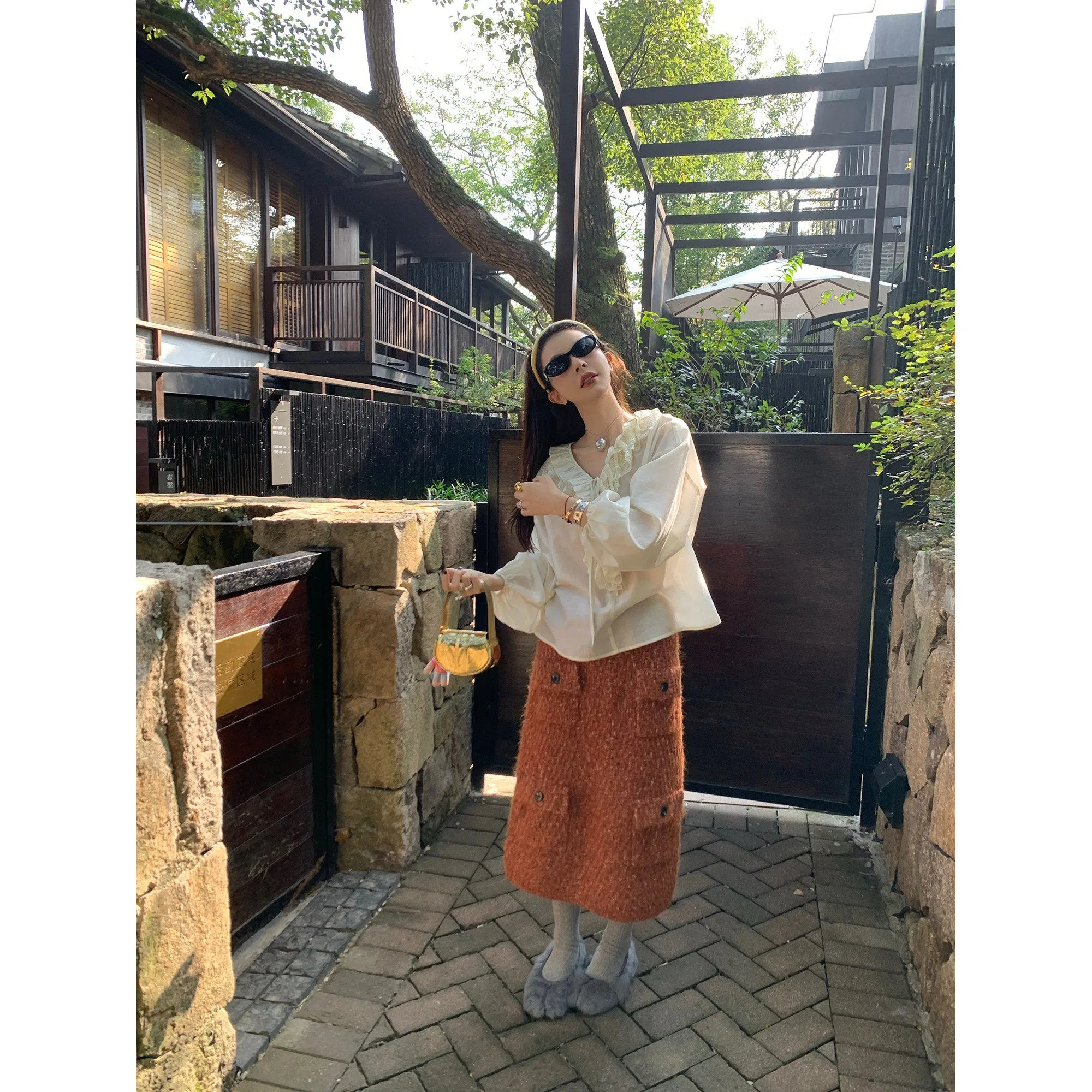 

Юбка Le Rouge Autumn Maple из грубой шерсти крупной вязки, прямого кроя, в стиле ретро, удобная для повседневной носки, женская...