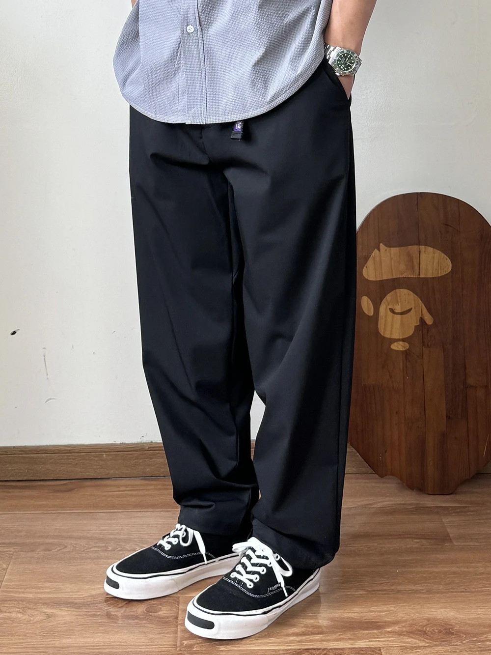

Casual Men's Loose Fit Anti-Wrinkle Draped West Pants Summer Series Purple Label 544 Straight Leg Workwear Trousers