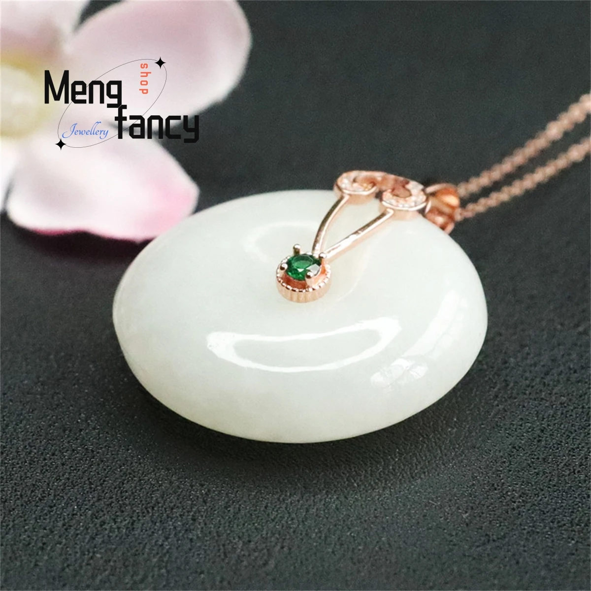 Natural S925 Silver Inlaid Hetian Sheep Fat White Jade Safety Buckle Necklace Charm Elegant Personalized Fashion Luxury Jewelry