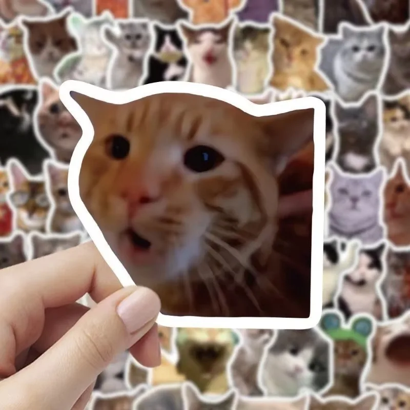 Funny Cat Meme Stickers Cute Animal Graffiti Decals Waterproof For Laptop Phone Water Bottle Luggage DIY Art Decor
