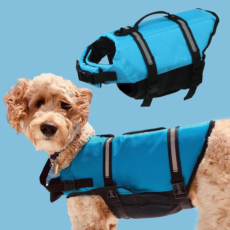 Ripstop Reflective & Adjustable Life Jacket for Dogs with Rescue Handle for Swimming