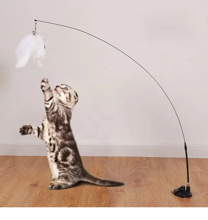

Interactive Cat Toy Handfree Cat Stick Playing Kitten Playing Teaser Wand Toy Suction Cup Bird/Feather Cat Wand Pet Supplies
