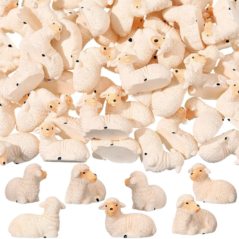 5/10 Pcs Mini Resin Sheep Miniatures, Cute Lamb Statue Figurines, Fairy Garden Crafts Micro Landscape DIY Ornament Supplies