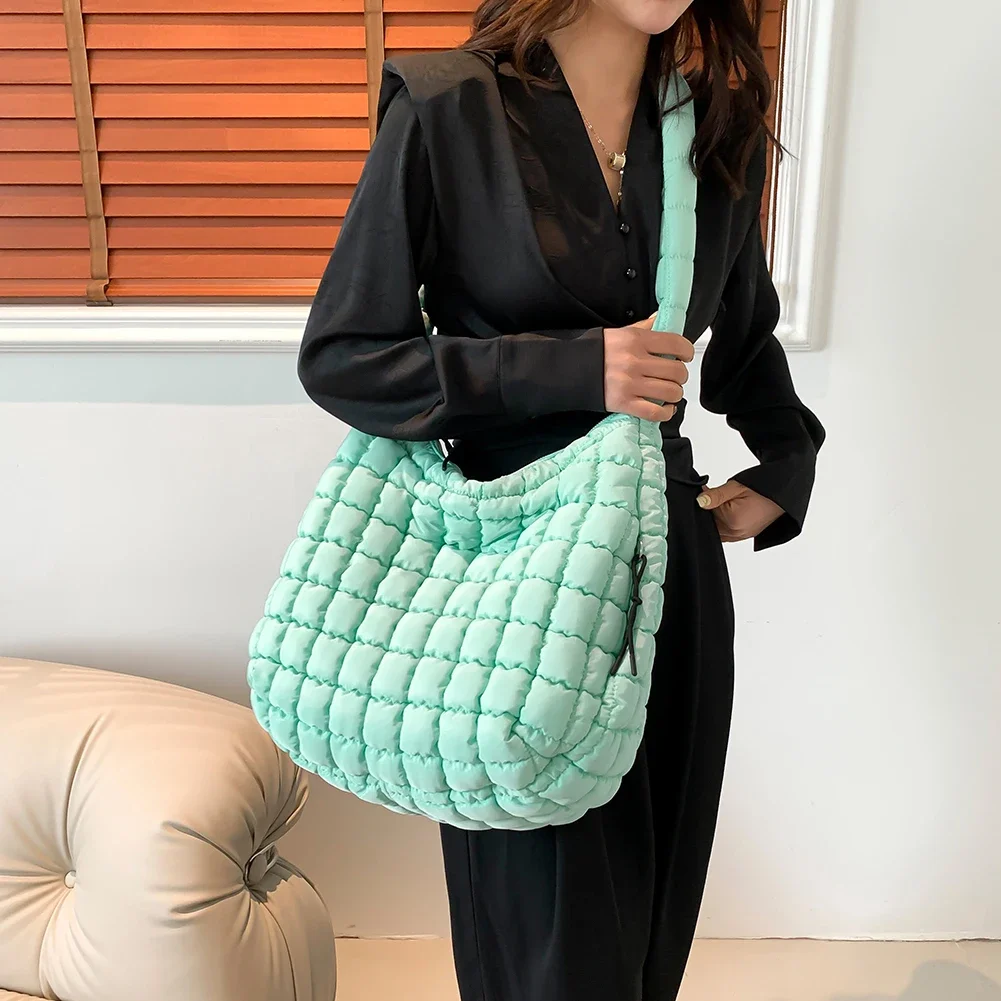 Quilted Bubbles Shoulder Bags Women Large Capacity Sling Bag Puffer Padded Fashion Satchel Bag Casual Solis Color Crossbody Bags