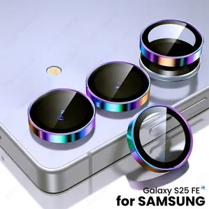 Bilashmart S25FE Aluminum Alloy Ring Camera Protectors Samsung Galaxy S25 FE 5G 9H Glass Rear Metal Lens Cap SamsungS25FE S 25FE 25 FE