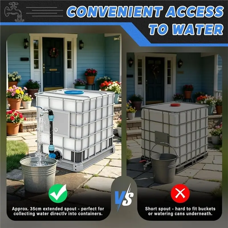 WORTHOWN-IBC Tank For 1000 Litre Outdoor Water Tank 3/4 Inch Outlet Tap 2 In 1 IBC Tap Set Including Tap And Gooseneck