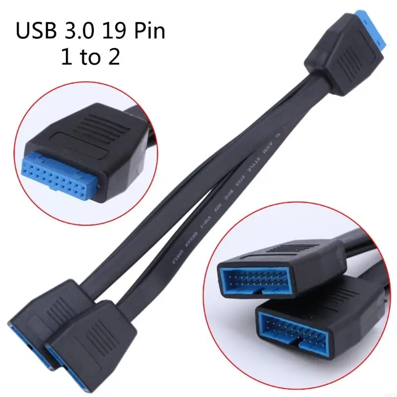 كابل تمديد رأس USB 3.0، 19/20 دبوس 1 إلى 2 Y محول تمديد داخلي مقسم DIY