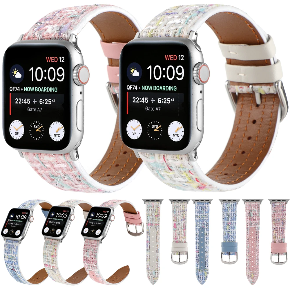 Women's Casual Strap for Apple Watch Ultra 8 49mm Leather Band for IWatch 8 7 6 SE 5 41 45mm 44 40mm Dressy Smartwatch Watchband