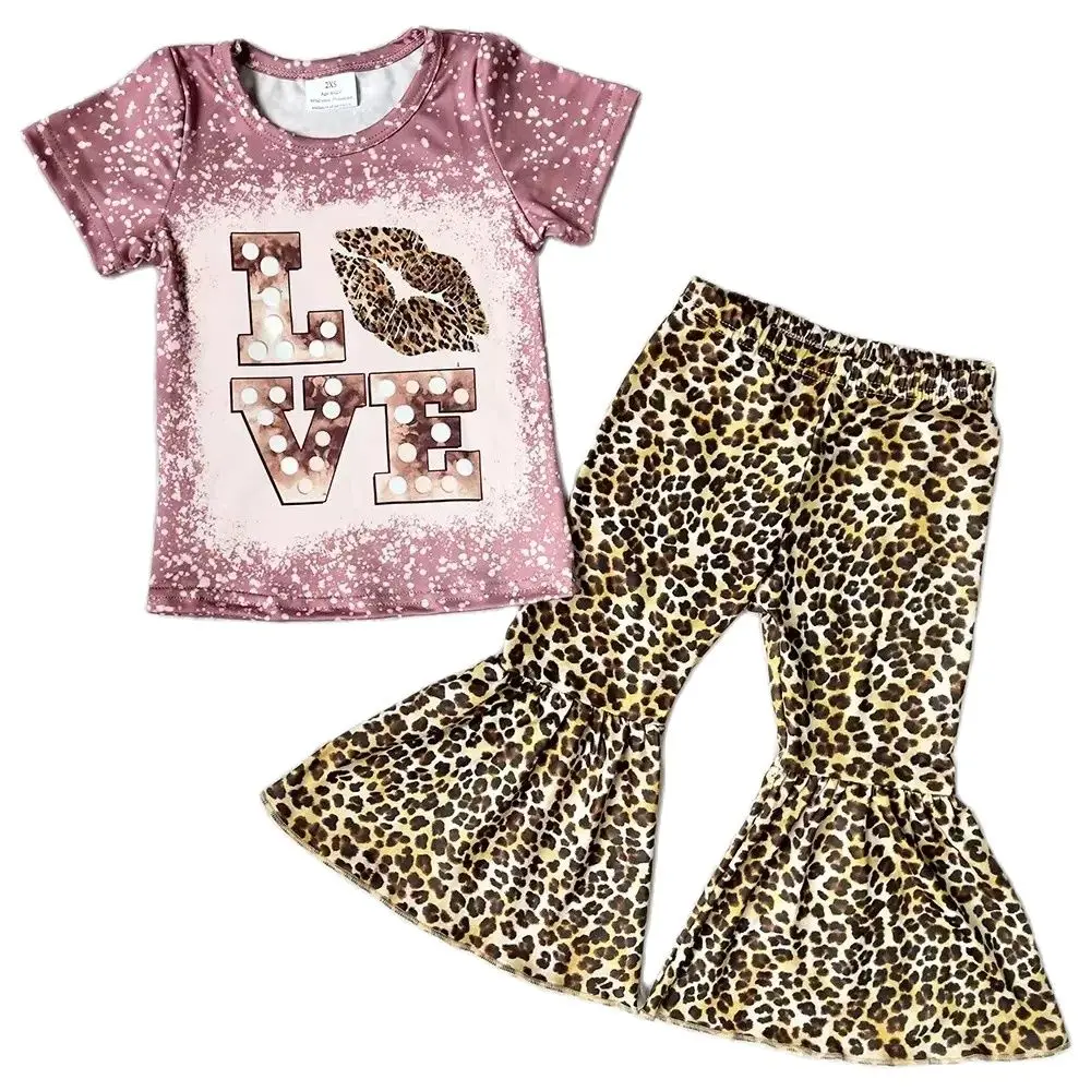 

Wholesale Baby Girl Clothes Children Outfits Milk Silk Boutique Toddler Girls Clothes Short Sleeve Bell Pants Set Kids Clothing