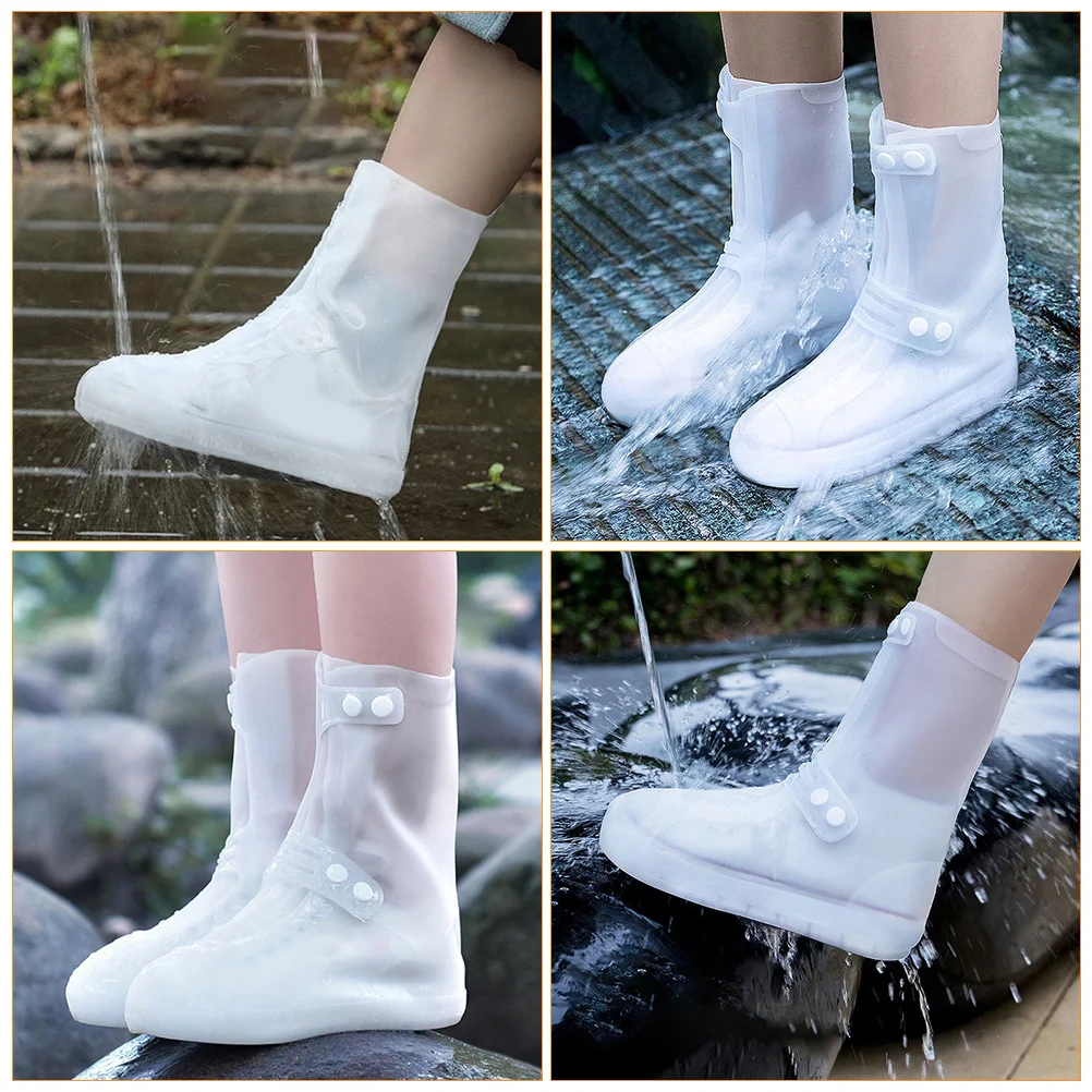 1Pair Reusable Waterproof Shoe Covers Non-Slip High Tube Rainproof Overshoes for Outdoor Activities Waterproof Shoe Covers