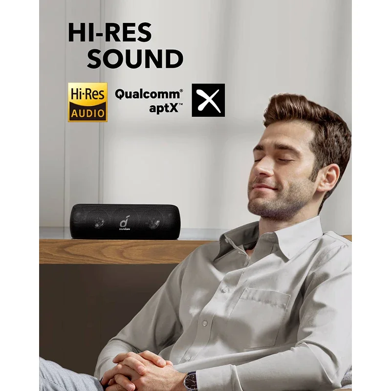 مكبر صوت Anker Soundcore Motion+ Plus مزود بتقنية البلوتوث مع صوت عالي الدقة بقدرة 30 وات، وجهير ممتد وأريبل، ومكبر صوت محمول HiFi لاسلكيًا