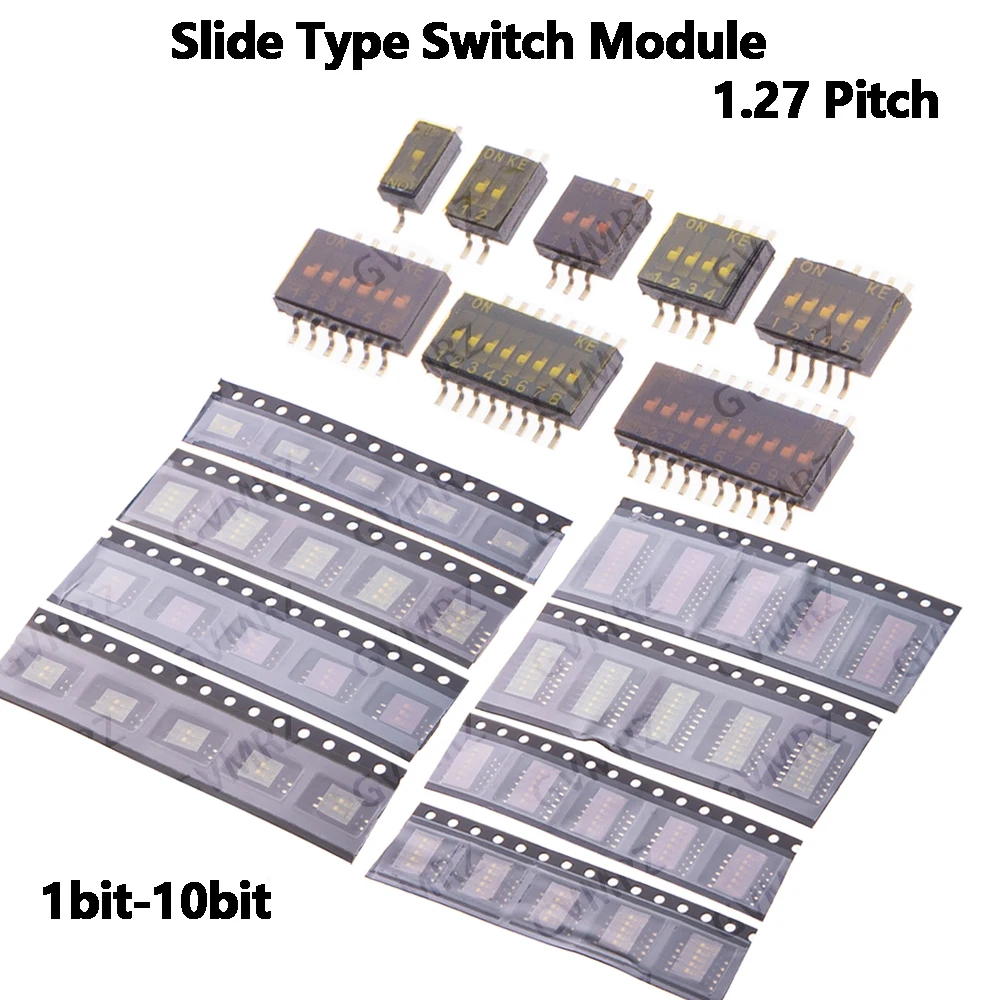 5PCS Slide Type Switch Module 1 2 3 4 1.27 Pitch Toggle Switch Snap Switch DIP DIP Switch Connector  5 6 7 8 10PIN