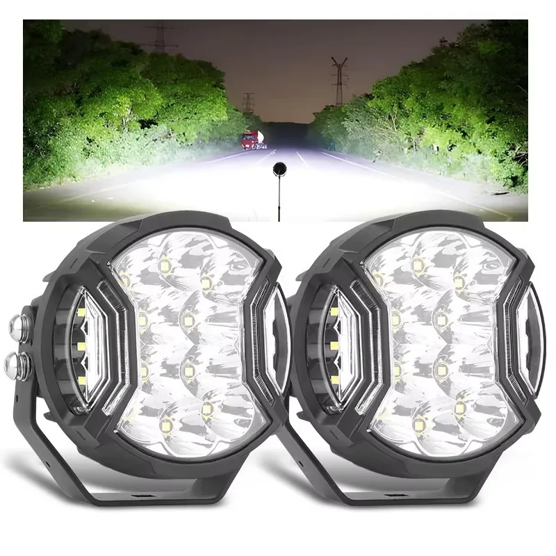 High Power 5 Inch Off-Road 4x4 Light Emitting Diode Spotlight Driver Auxiliary 12V 24v Car Emitting Diode Tru
