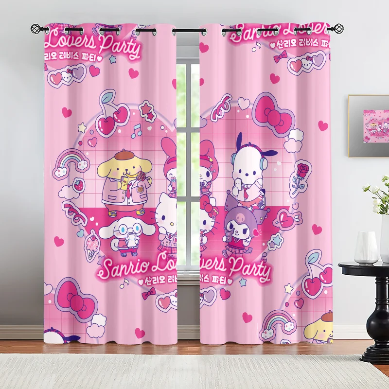 

Sanrio Lovers Party Blackout Curtains 85% Light Blocking Noise Reducing Cartoon Grommet Window Drapes For Girls Bedroom Decor