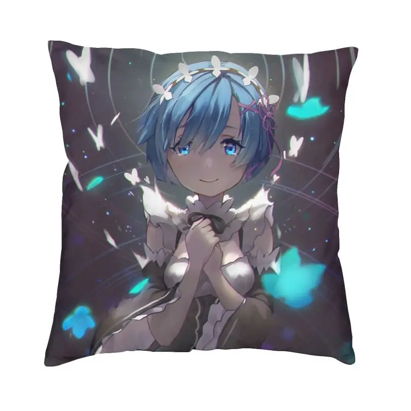 Re Zero Anime Animation Cushion Cover Double-sided Print Rem Throw Pillow Case for Sofa Custom Pillowcase Home Decorative