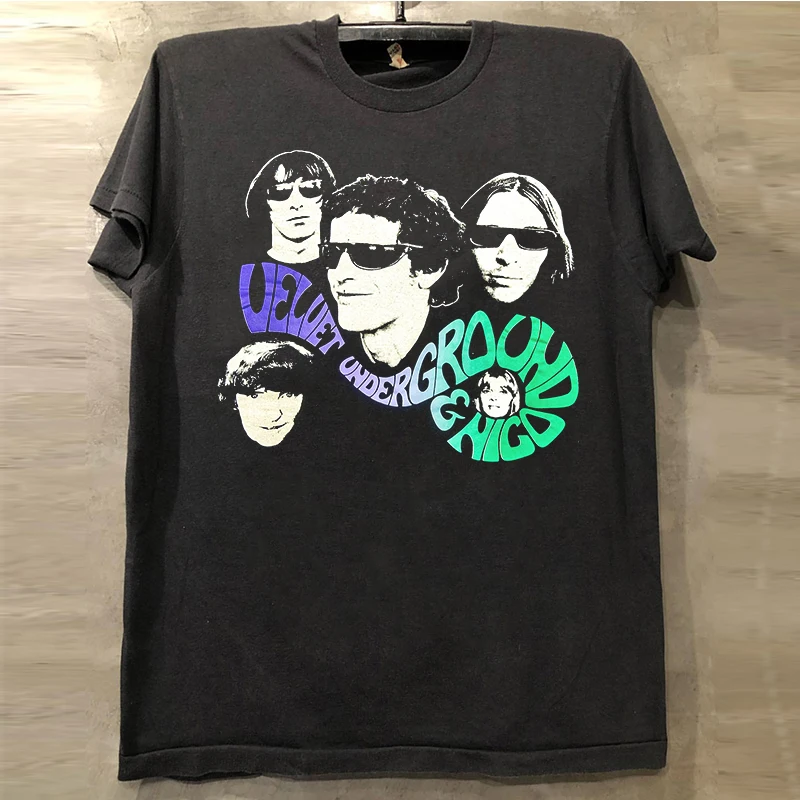 Velvet Underground Band Rock Short Sleeve T-Shirt Trendy Brand Small Collar Half Sleeve Cotton Youth Popular Summer Casual Tee