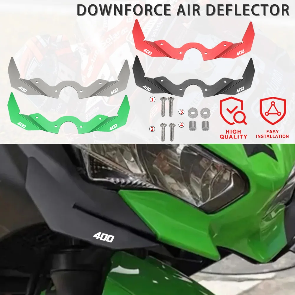 

For Kawasaki Ninja 400 2018-2022 2023 2024 ninja400 Motorcycle Front Fairing Pneumatic Wing Lets Tip Downforce Wings Deflector