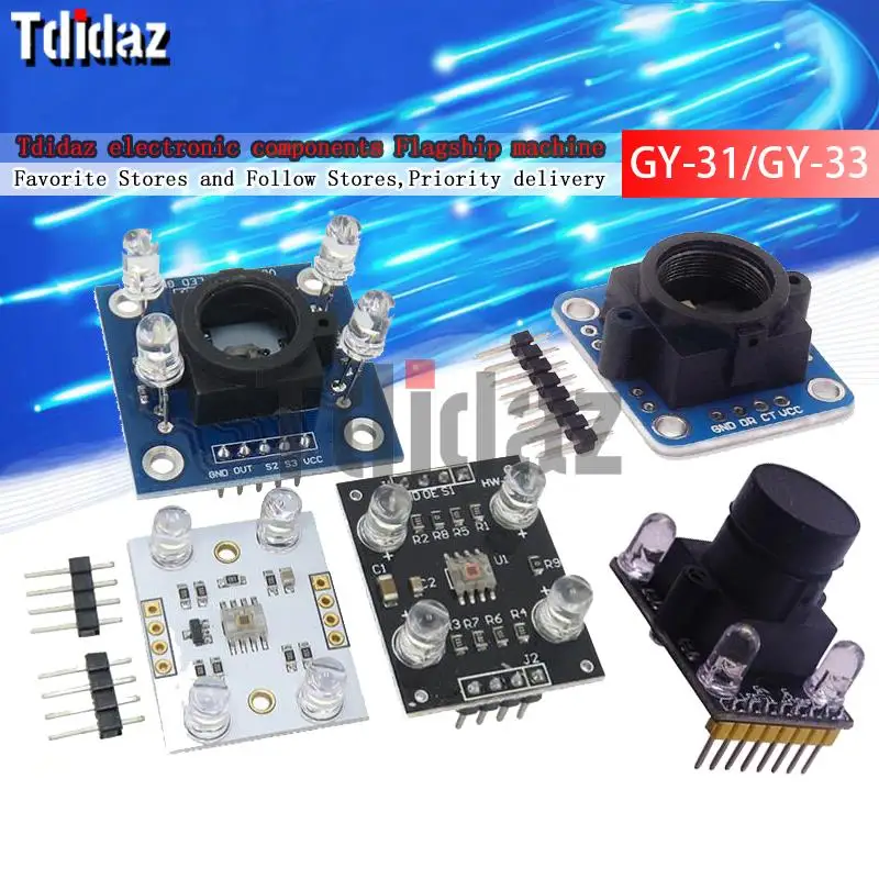 GY-31/GY-33 TCS34725 with wide-angle lens TCS3200D/TCS230 color recognition sensor