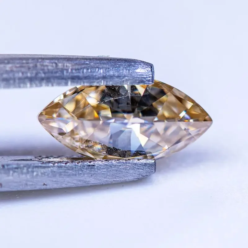 Moissanite Gemstone Primary Color Tea Yellow Marquise Cut Lab Grown Diamond for DIY Charms Jewelry Making with GRA Certificate