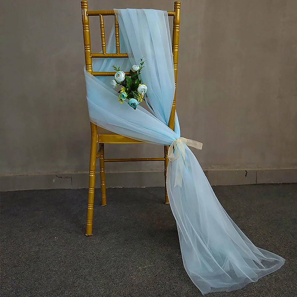2 pçs romântico cadeira de casamento volta fio cortina chiffon cachecol organza gaze decorativa