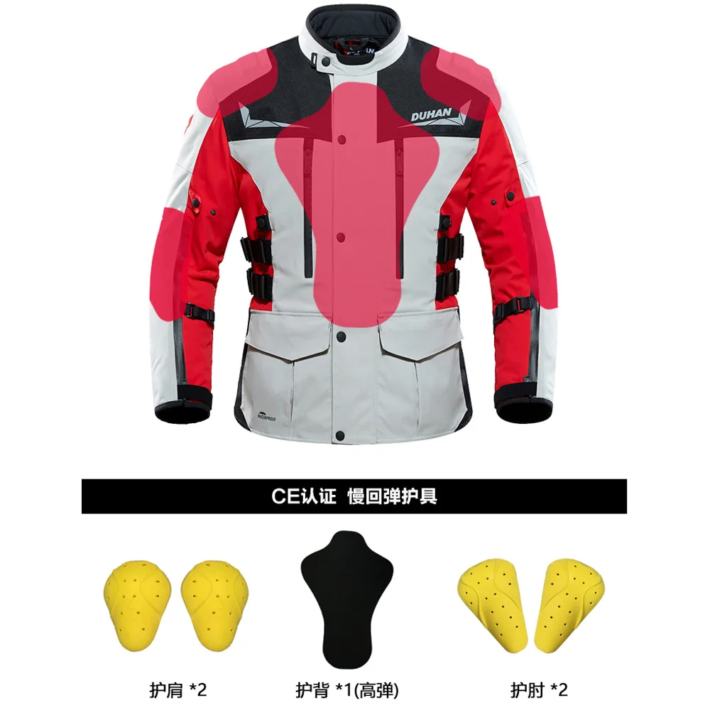 DUHAN Heated Motorcycle Jacket Waterproof Heating Jacket Men USB Infrared Moto Electric Thermal Jacket With 5 Protector