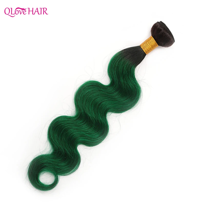 QLove – lot d'extensions de cheveux naturels indiens Remy, cheveux humains ondulés, couleur ombrée, tissage en lot, 10-30 pouces, 1 pièce