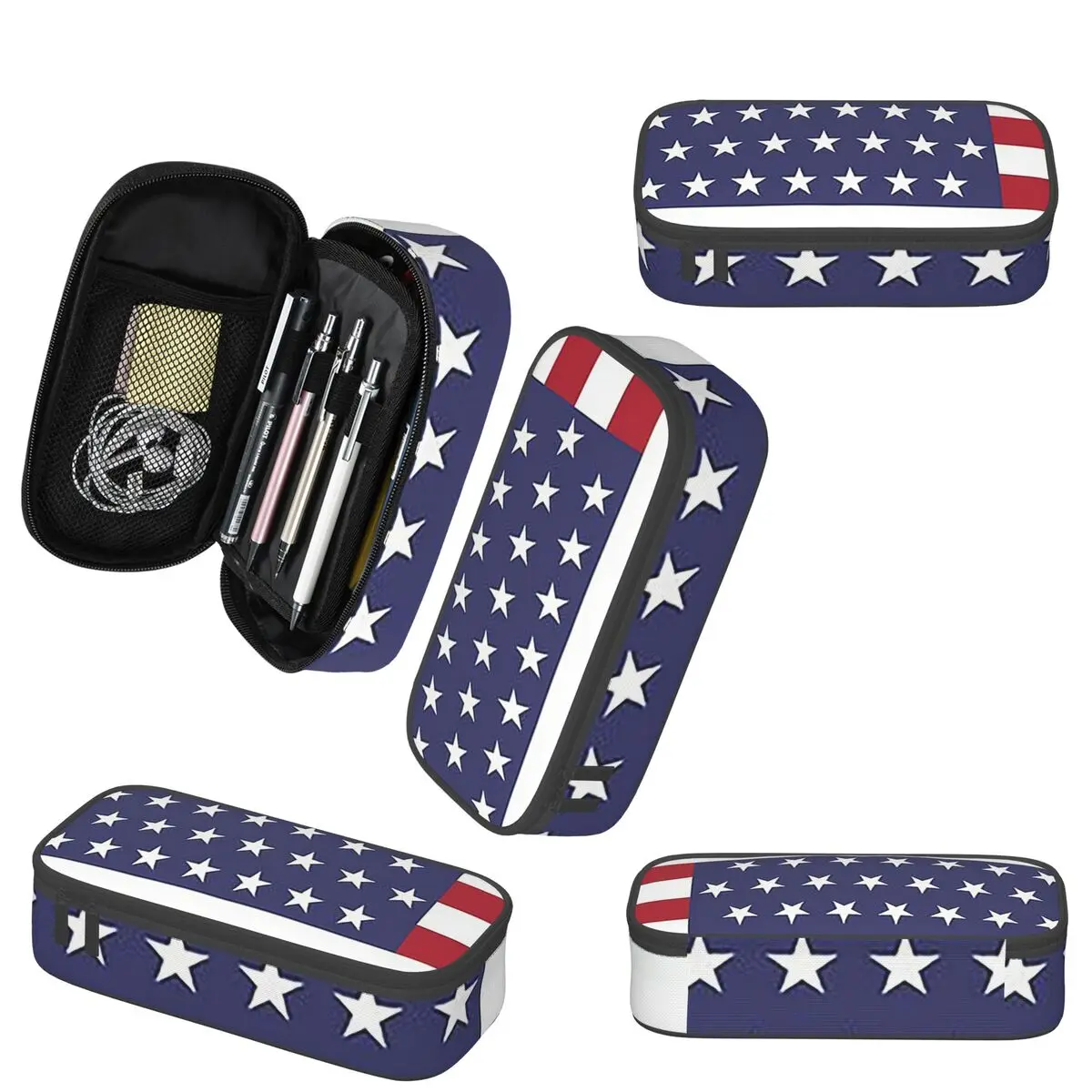 مقلمة بتصميم جرافيك العلم الأمريكي لعلبة أقلام المدرسة للطلاب حقيبة أقلام رصاص لوازم القرطاسية حقيبة حامل القلم