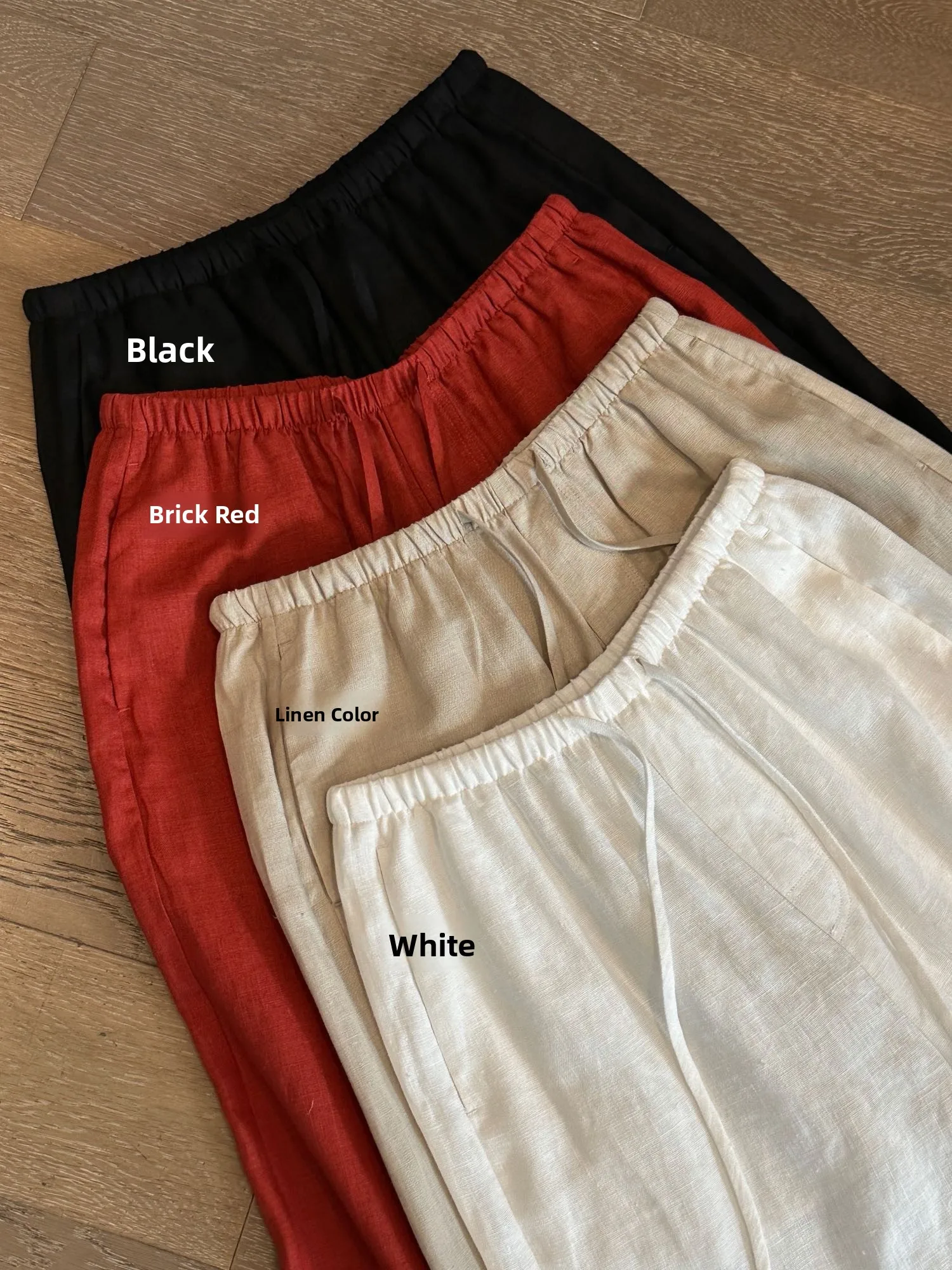 

High Waist Loose Fit Drawstring Elastic Waist Casual Pants Women's Summer New Style Pure L Home Straight Leg Pants