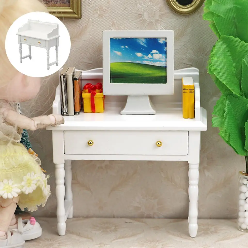 

Mini Dollhouse Miniature Desk Living Room Decor Writing Desk Toy House Table