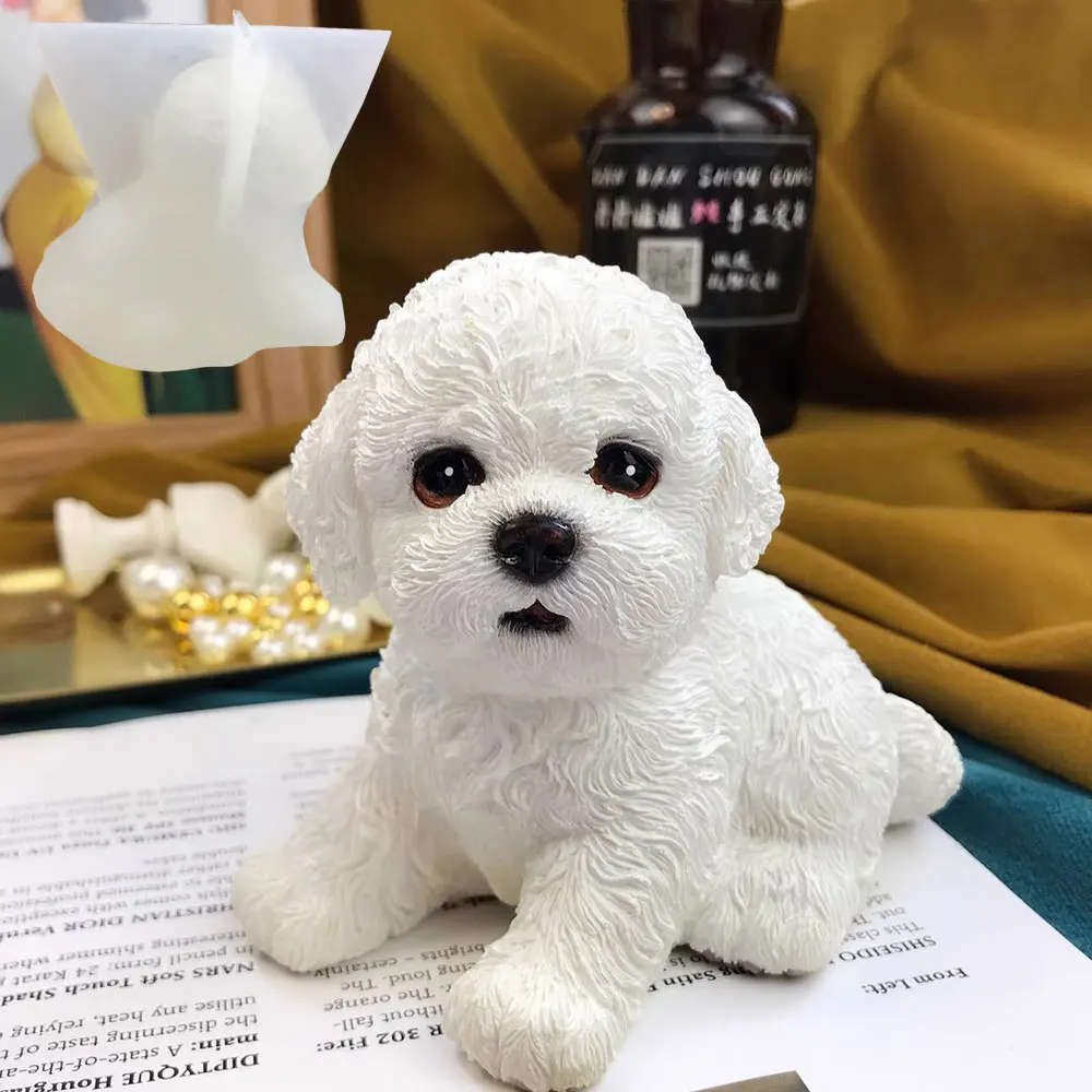 

Силиконовая форма для собак-бишон, 3D животные, гипсовая эпоксидная смола, орнамент, глиняная форма для любителей собак, сделай сам, моти, мягкие формы для игрушек