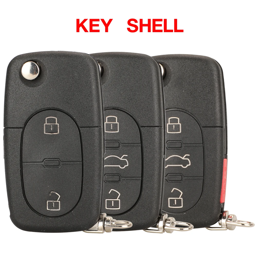 jingyuqin 2/3/4 BTN Flip Folding Car Key Shell Cover Case Fob CR1620 CR2032 Battery Holder HAA For Audi TT A2 A4 A6 A8 Quattro