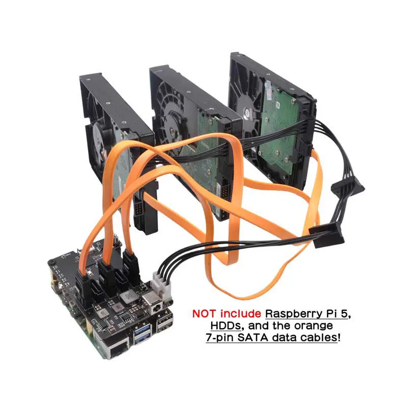 Placa de Expansão NYX1009 para Raspberry Pi 5 PCIe com 5 Portas SATA SATA3.0 HTA+ SATA2.0/1.0 (NÃO INICIA DO SATA) para Raspberry Pi5