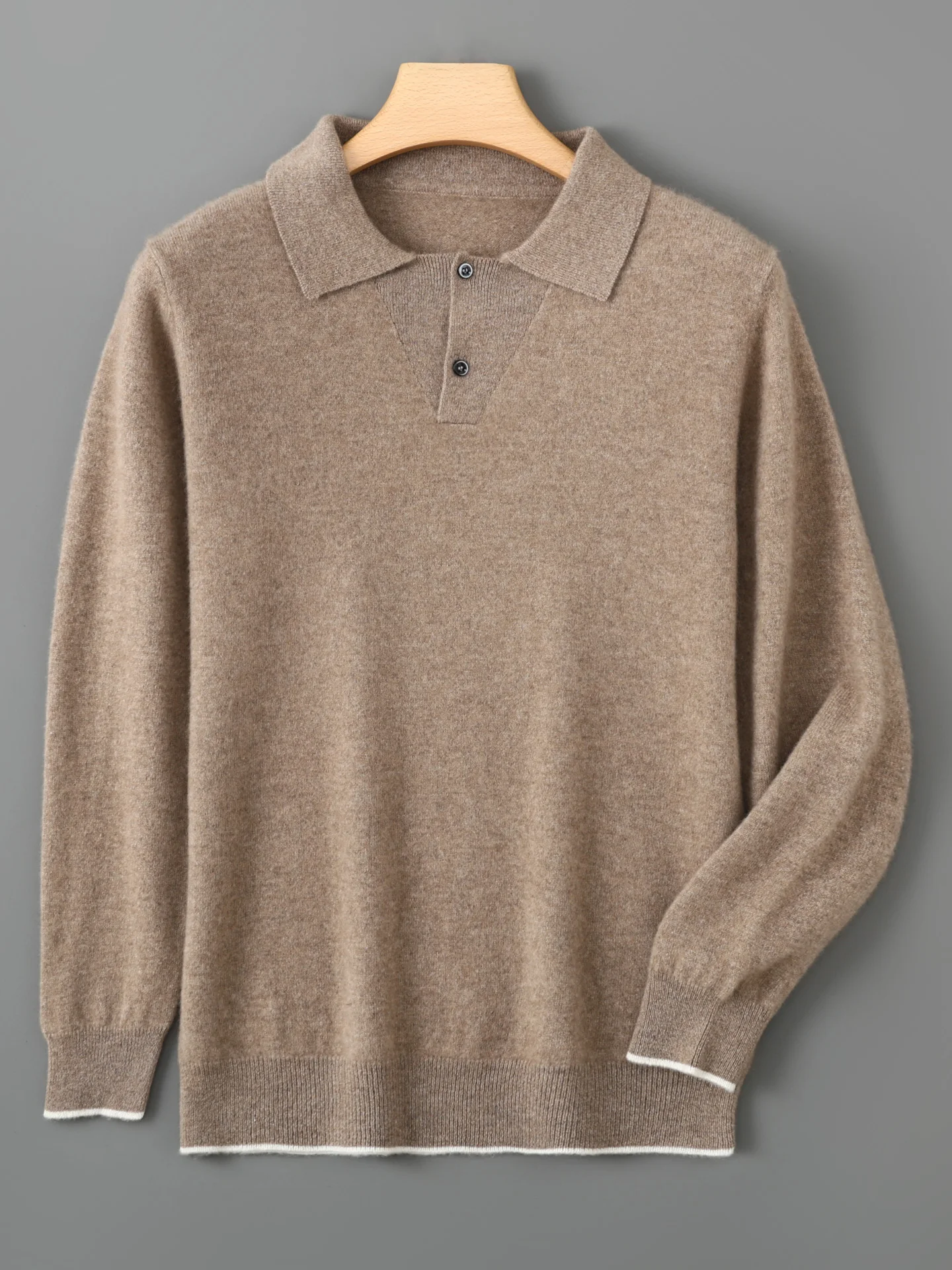 

Smart Casual Autumn Winter Man Sweater High Quality 100% Merino Wool Knitted Pullover Polo Collar Men Long Sleeve Clothing Tops