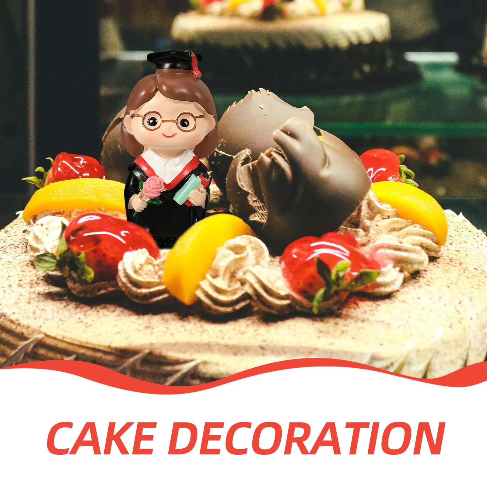 

Resin Phd Graduate Statue Cake Decor for Graduation Party Cupcake Topper Adorable Dessert Ornament Warm Baking Accessory