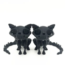Halloween Decoration 3D Printed Pieces Creative decorations Mini Skeleton Statues Poseable Skeleton cat For Haunted House Party