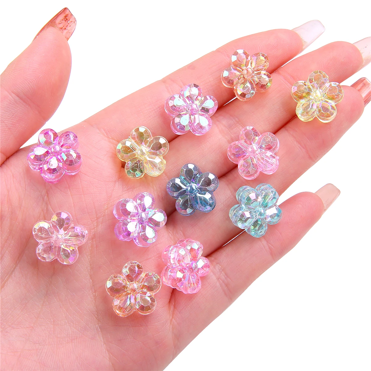 20-30Pcs Colorful 12/15mm Acrylic Flower Loose Sweet Beaded Charm Beads for Handmade DIY Necklace Bracelet Crafts Making Decor