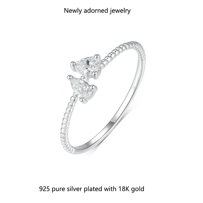 

S925 silver teardrop-shaped moissanite ring, Amazon bestseller, in stock for wholesale