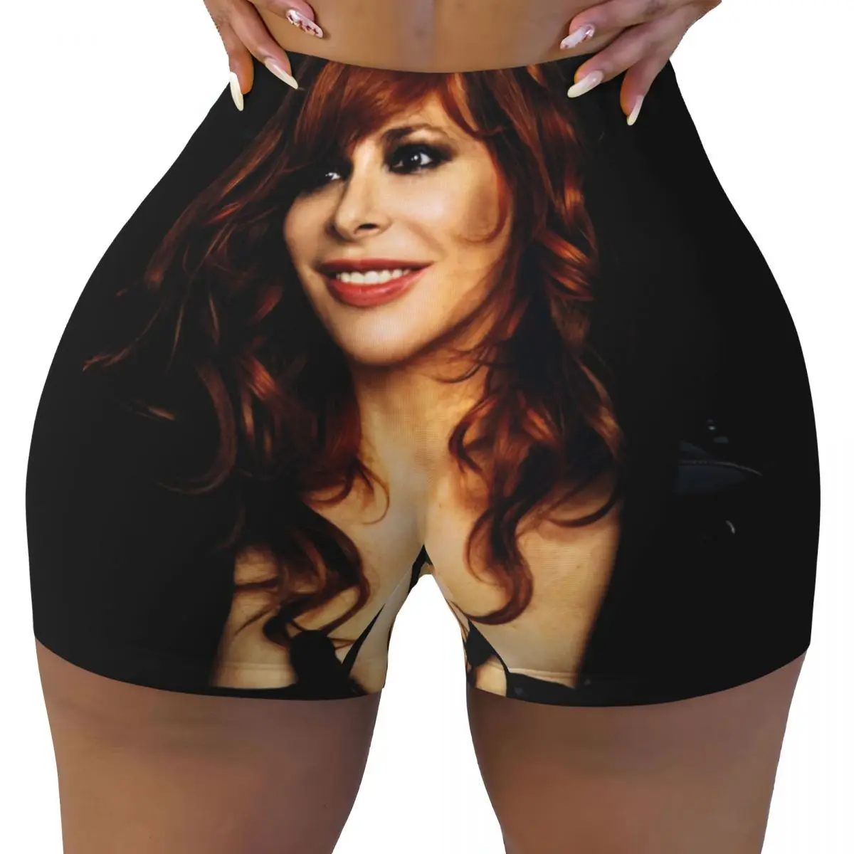 Custom Women's Lovely Mylene Farmer Workout Yoga Shorts Athletic Gym Running Volleyball Shorts