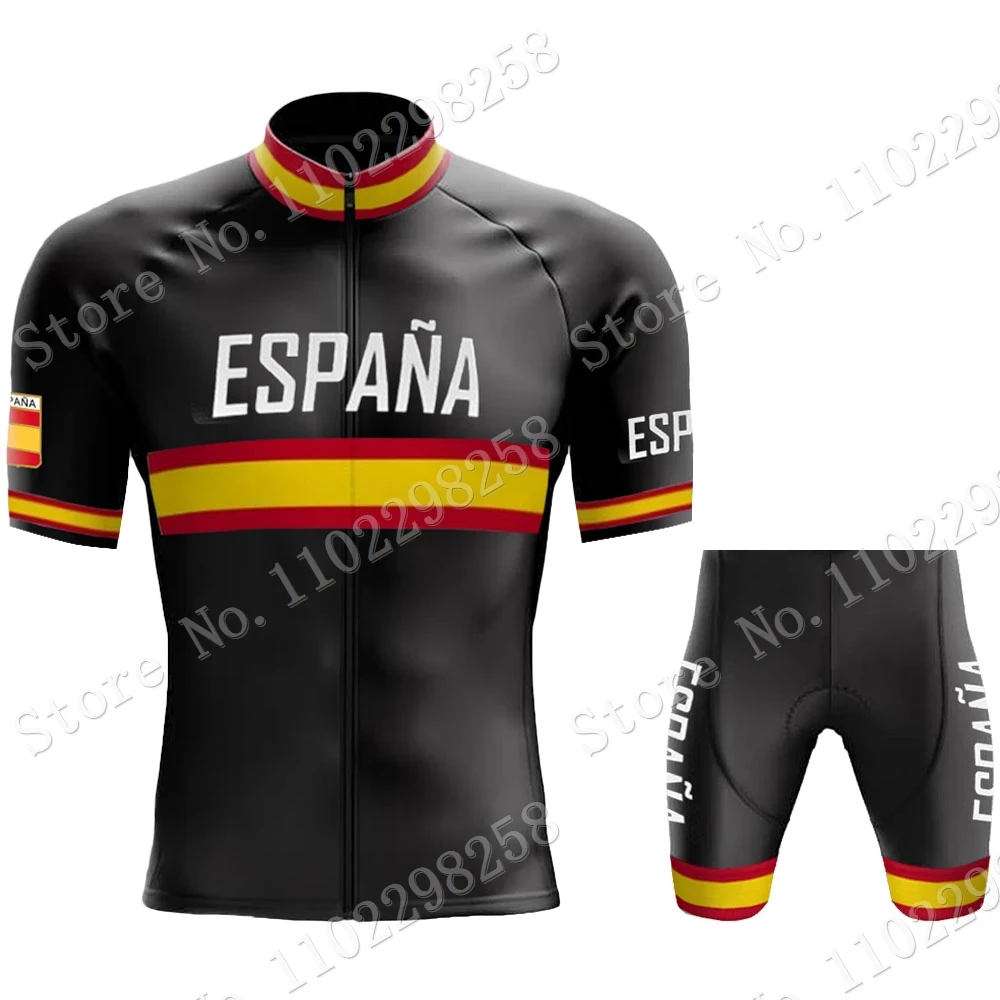 Espana National Team Cycling Jersey 2024 Set Short Sleeve Mens Spanish Clothing Road Bike Shirts Suit Shorts MTB Maillot Culotte