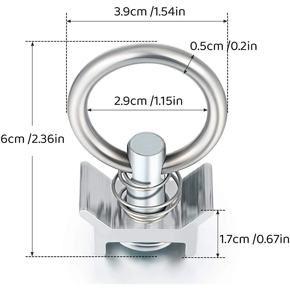 10Pcs Single Stud Fitting L Track 4,000LB Capacity with Stainless Steel Round Ring Aluminum Keeper Cargo Control